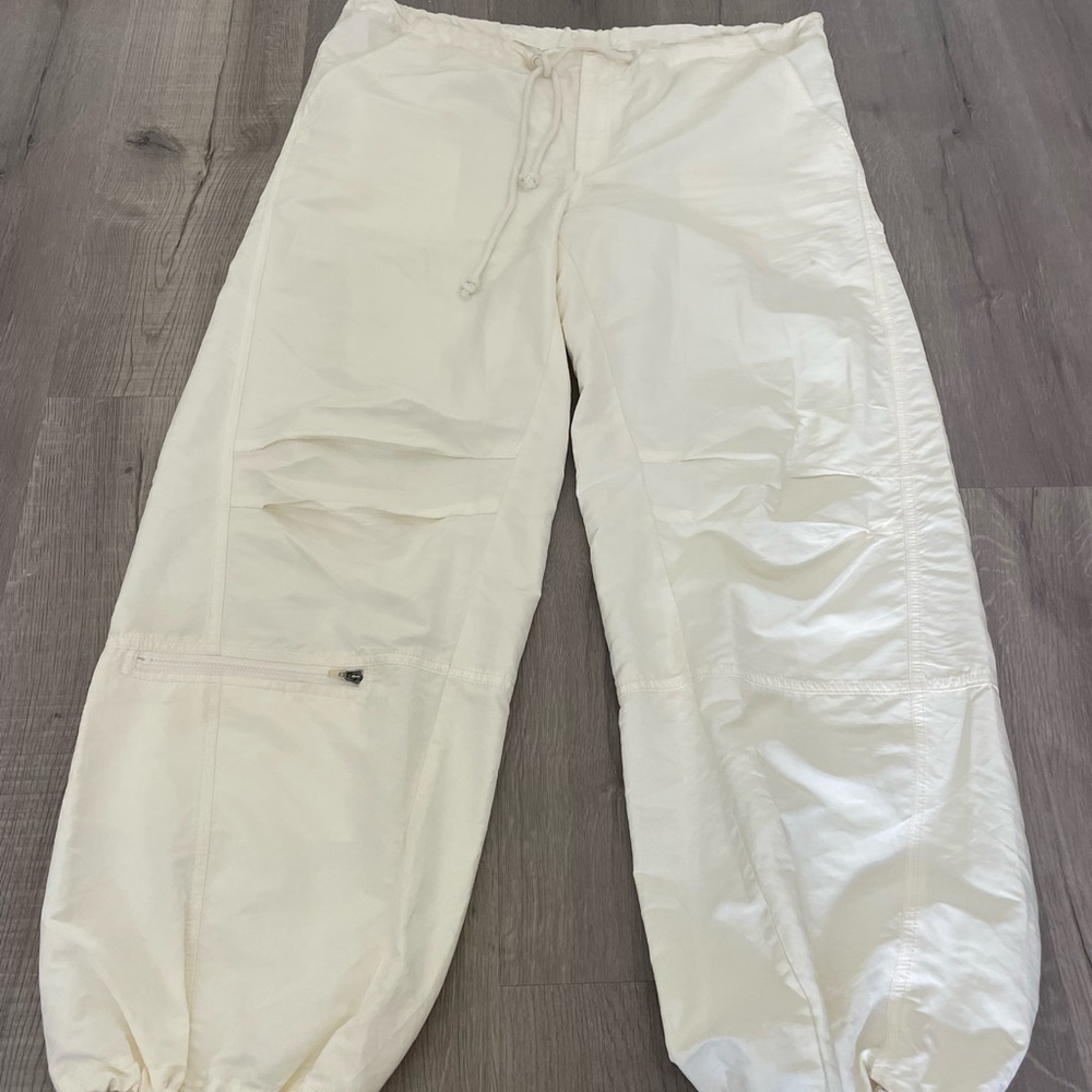 Free People Cream Drawstring Jogger Sweatpants/Parachute Pants